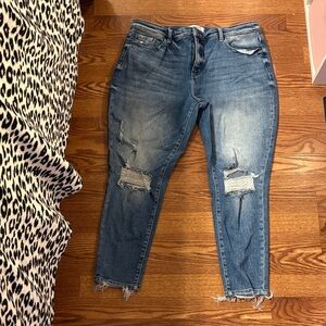 BKE Women’s Distressed Blue Skinny Jeans